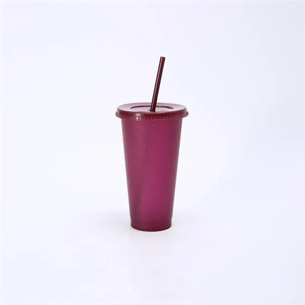 24oz Tumbler with Straw and Lid Glitter Plastic Cups - 24oz Tumbler with Straw and Lid Glitter Plastic Cups - Image 5 of 14