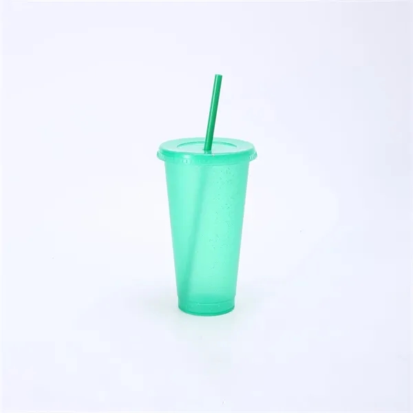24oz Tumbler with Straw and Lid Glitter Plastic Cups - 24oz Tumbler with Straw and Lid Glitter Plastic Cups - Image 7 of 14