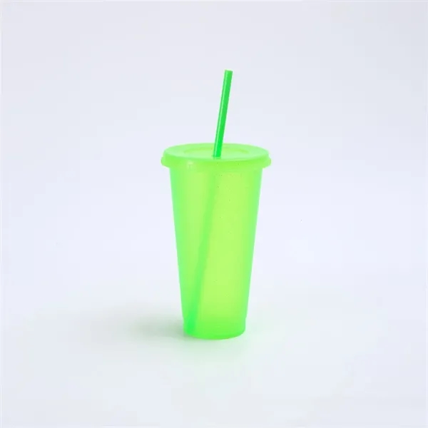 24oz Tumbler with Straw and Lid Glitter Plastic Cups - 24oz Tumbler with Straw and Lid Glitter Plastic Cups - Image 8 of 14