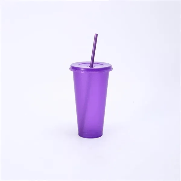 24oz Tumbler with Straw and Lid Glitter Plastic Cups - 24oz Tumbler with Straw and Lid Glitter Plastic Cups - Image 9 of 14