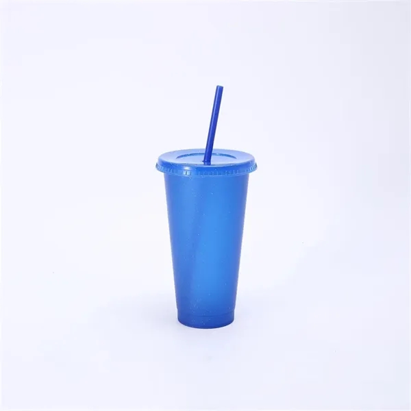 24oz Tumbler with Straw and Lid Glitter Plastic Cups - 24oz Tumbler with Straw and Lid Glitter Plastic Cups - Image 13 of 14