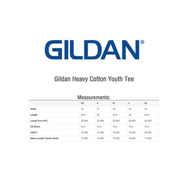 Gildan 5.3 Oz 100% Preshrunk Heavy Cotton Youth T-Shirt - Gildan 5.3 Oz 100% Preshrunk Heavy Cotton Youth T-Shirt - Image 43 of 43