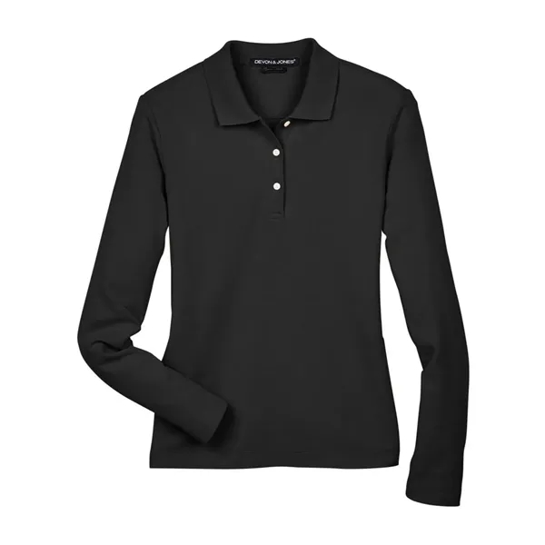 Devon & Jones Women's Pima Pique Long Sleeve Polo - Devon & Jones Women's Pima Pique Long Sleeve Polo - Image 1 of 4