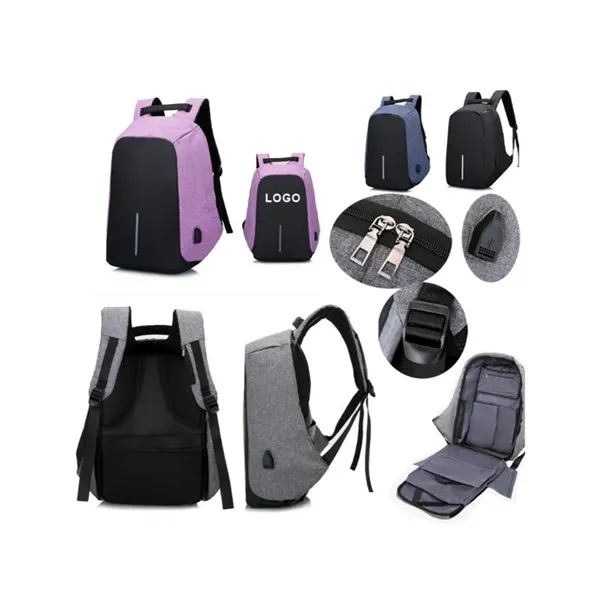 Anti-Theft Laptop Backpack with USB Port Charger - Anti-Theft Laptop Backpack with USB Port Charger - Image 2 of 3