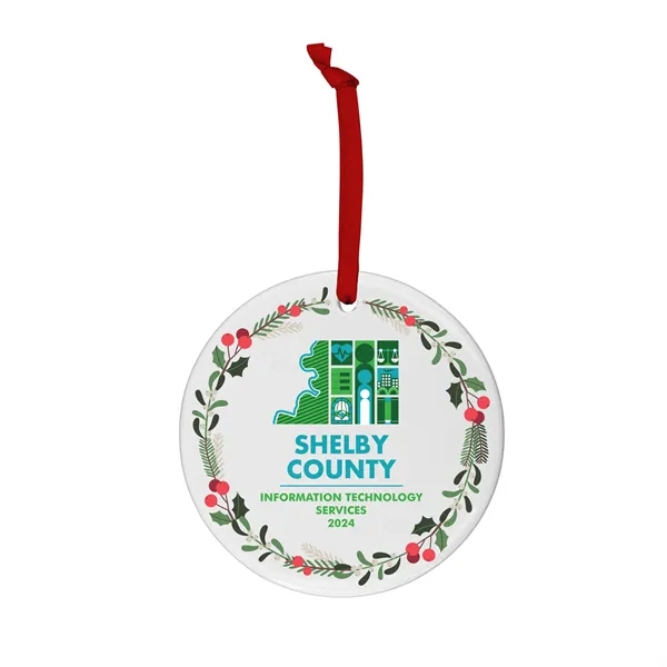 Round Ceramic Holiday Ornament - Round Ceramic Holiday Ornament - Image 2 of 4
