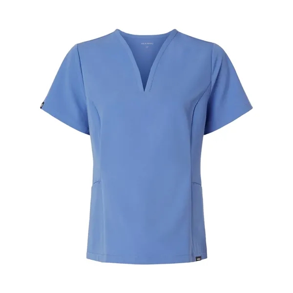 Jaanuu Women's Calix Fit & Flare Scrub V-Neck Top - Jaanuu Women's Calix Fit & Flare Scrub V-Neck Top - Image 7 of 12