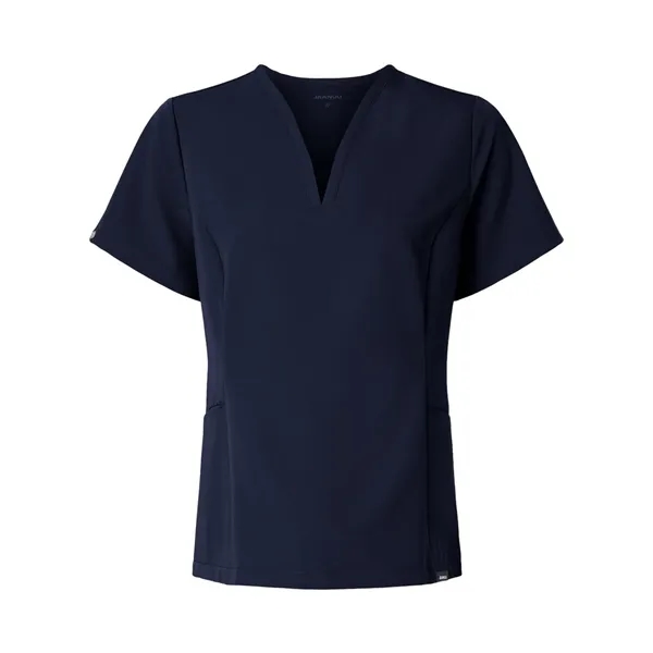 Jaanuu Women's Calix Fit & Flare Scrub V-Neck Top - Jaanuu Women's Calix Fit & Flare Scrub V-Neck Top - Image 9 of 12
