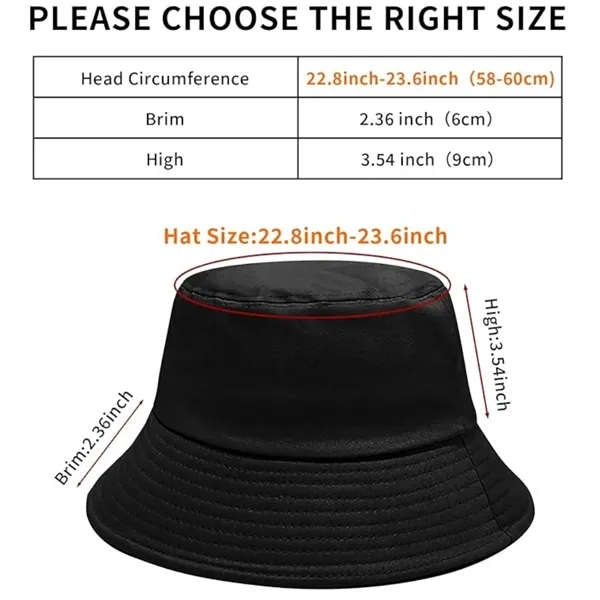 Unisex Reversible Bucket Hat Cotton Sun Beach Fishing Cap - Unisex Reversible Bucket Hat Cotton Sun Beach Fishing Cap - Image 1 of 3