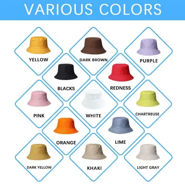 Unisex Reversible Bucket Hat Cotton Sun Beach Fishing Cap - Unisex Reversible Bucket Hat Cotton Sun Beach Fishing Cap - Image 3 of 3