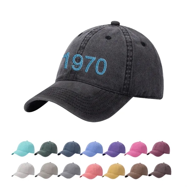 Adjustable Classic Distressed Denim Dad Hat - Adjustable Classic Distressed Denim Dad Hat - Image 0 of 16