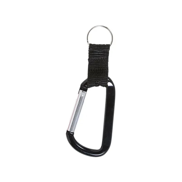 Carabiner With Strap And Split Ring Keychain - Carabiner With Strap And Split Ring Keychain - Image 1 of 3