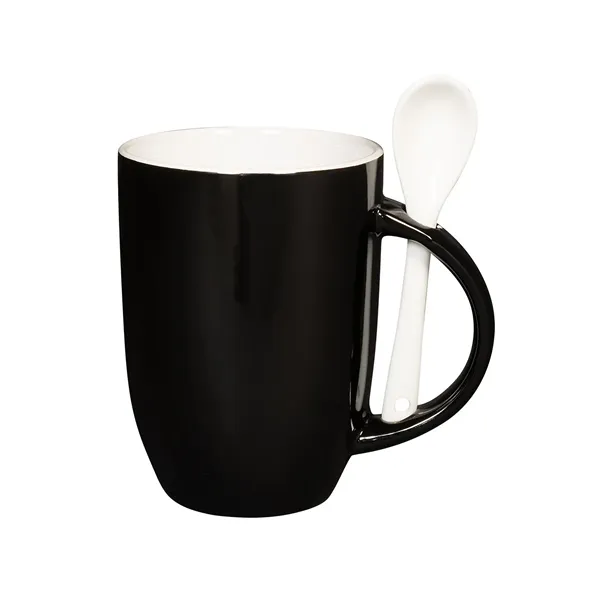 12 oz. Dapper Ceramic Mug With Spoon - 12 oz. Dapper Ceramic Mug With Spoon - Image 2 of 7