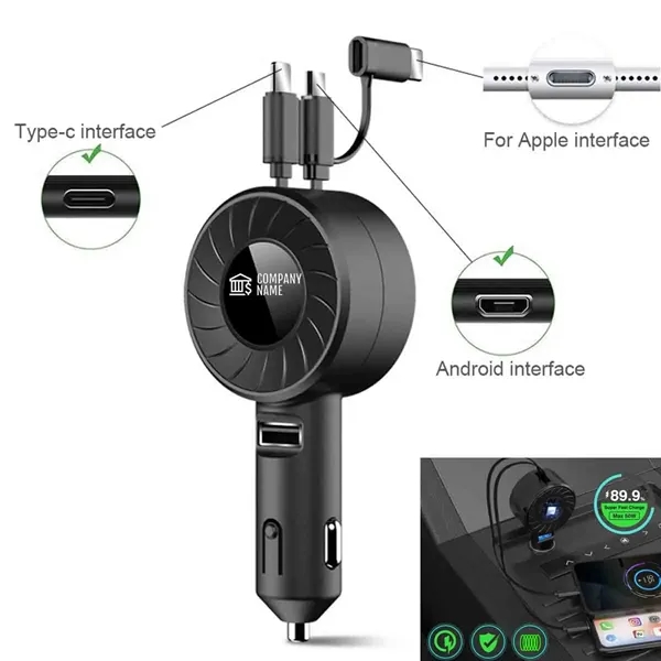 3 in 1 Retractable Car Charger - 3 in 1 Retractable Car Charger - Image 0 of 2