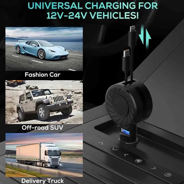 3 in 1 Retractable Car Charger - 3 in 1 Retractable Car Charger - Image 2 of 2