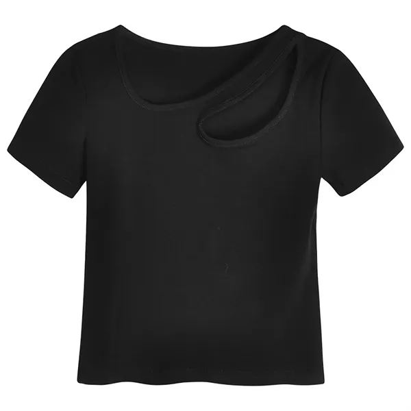 Hollow-Out Slim-Fit Short T-Shirt - Hollow-Out Slim-Fit Short T-Shirt - Image 3 of 3