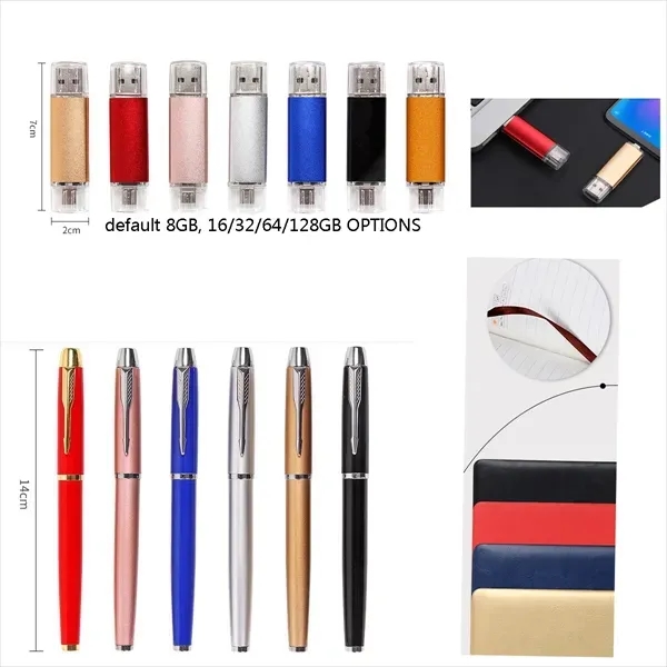 Premium Corporate Gift: Leather Diary, USB Pen & Metal Cup - Premium Corporate Gift: Leather Diary, USB Pen & Metal Cup - Image 3 of 3