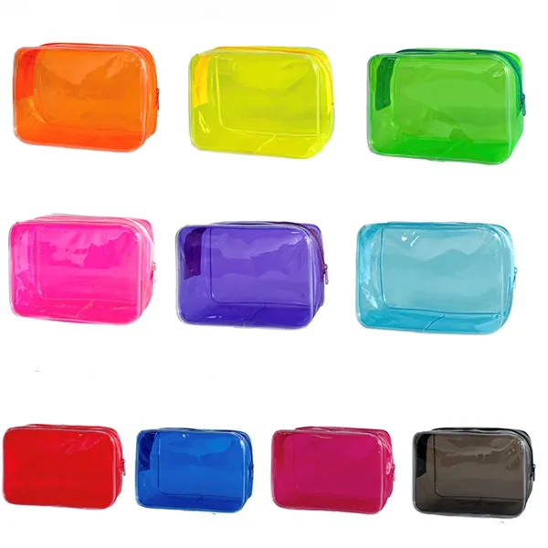 Pvc Solid Color Transparent Makeup Bag - Pvc Solid Color Transparent Makeup Bag - Image 1 of 2