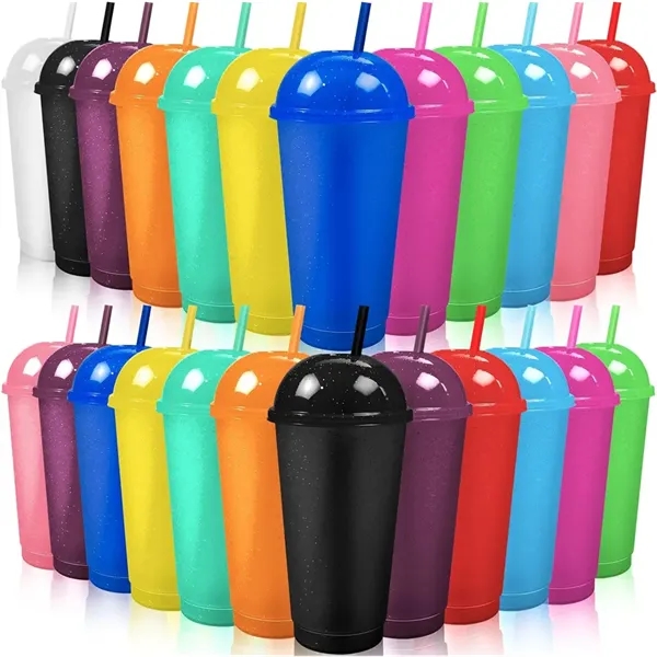 24oz Reusable Glitter Tumbler Cups with Dome Lids and Straws - 24oz Reusable Glitter Tumbler Cups with Dome Lids and Straws - Image 0 of 6