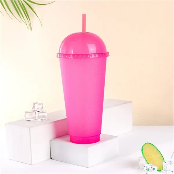 24oz Reusable Glitter Tumbler Cups with Dome Lids and Straws - 24oz Reusable Glitter Tumbler Cups with Dome Lids and Straws - Image 3 of 6