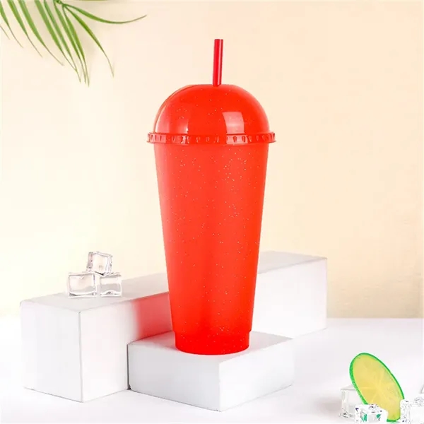 24oz Reusable Glitter Tumbler Cups with Dome Lids and Straws - 24oz Reusable Glitter Tumbler Cups with Dome Lids and Straws - Image 4 of 6
