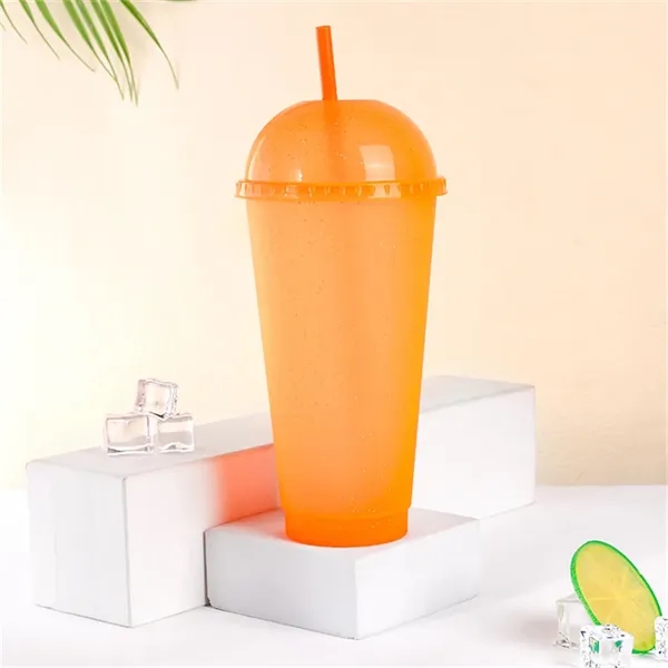 24oz Reusable Glitter Tumbler Cups with Dome Lids and Straws - 24oz Reusable Glitter Tumbler Cups with Dome Lids and Straws - Image 5 of 6