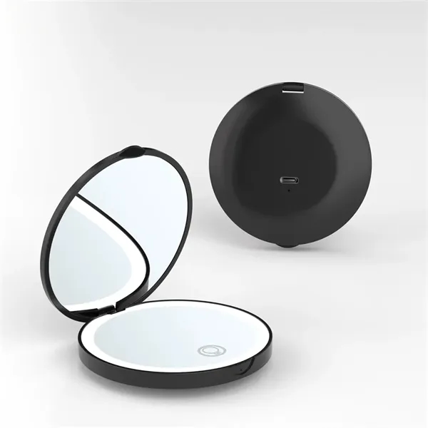 1X/2X Magnification LED Pocket Mirror with USB Data Cable - 1X/2X Magnification LED Pocket Mirror with USB Data Cable - Image 2 of 3
