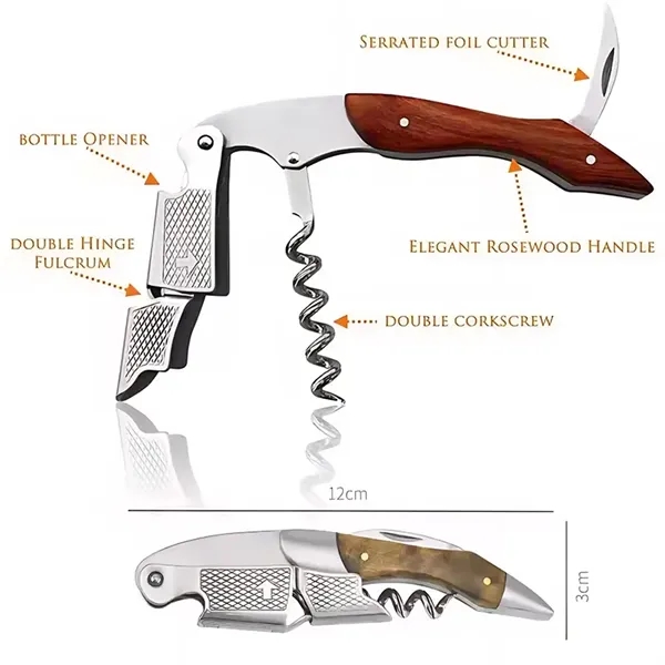 Rosewood Waiters Corkscrew With Foil Cutter - Rosewood Waiters Corkscrew With Foil Cutter - Image 1 of 6