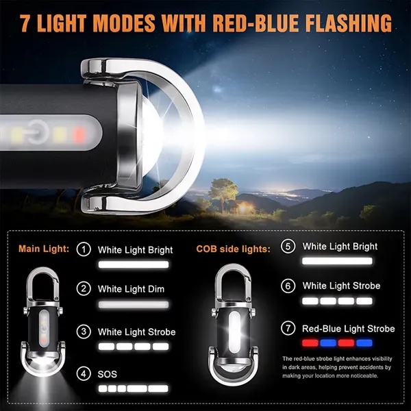 Rechargeable 7 Light Modes  Keychain Flashlight Waterproof - Rechargeable 7 Light Modes  Keychain Flashlight Waterproof - Image 2 of 6