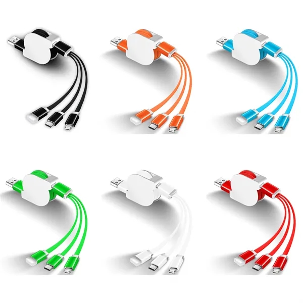3 In 1 Retractable Fast Charging Cord Cable - 3 In 1 Retractable Fast Charging Cord Cable - Image 1 of 5
