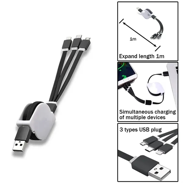 3 In 1 Retractable Fast Charging Cord Cable - 3 In 1 Retractable Fast Charging Cord Cable - Image 2 of 5