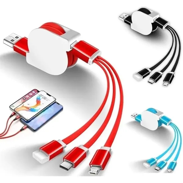 3 In 1 Retractable Fast Charging Cord Cable - 3 In 1 Retractable Fast Charging Cord Cable - Image 4 of 5