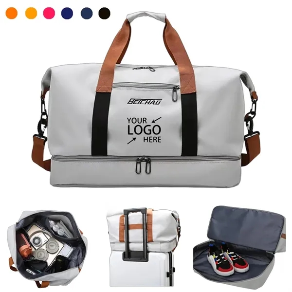Waterproof Travel Gym Duffel Tote Bag with Shoe Compartment - Waterproof Travel Gym Duffel Tote Bag with Shoe Compartment - Image 0 of 9