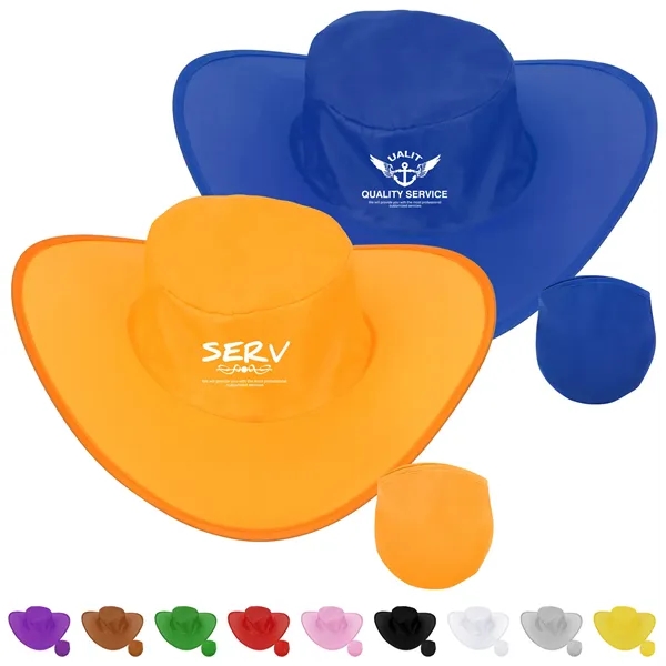 Foldable Polyester Advertising Cowboy Hat W/ Storage Bag - Foldable Polyester Advertising Cowboy Hat W/ Storage Bag - Image 0 of 11