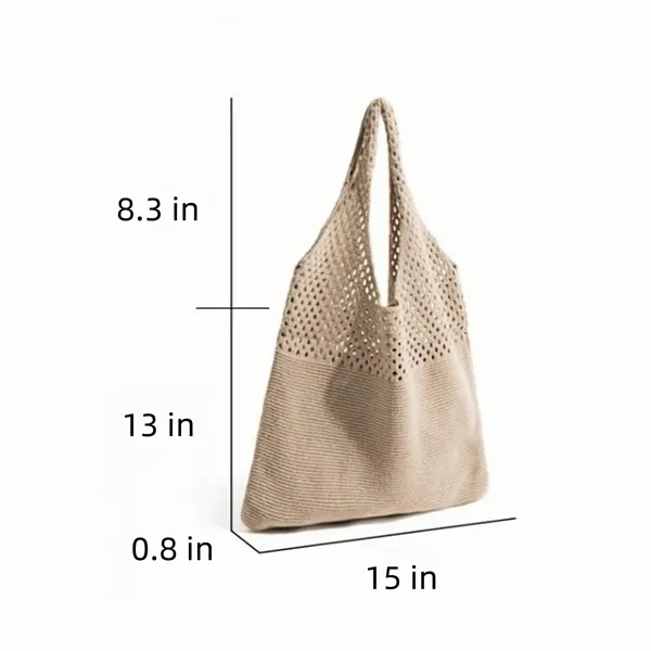 Eco Friendly Knit Shoulder Tote With Vintage Mesh Design - Eco Friendly Knit Shoulder Tote With Vintage Mesh Design - Image 1 of 4