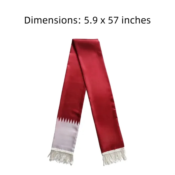 Custom Polyester Satin Soccer Fan Scarf With Fringe - Custom Polyester Satin Soccer Fan Scarf With Fringe - Image 1 of 3