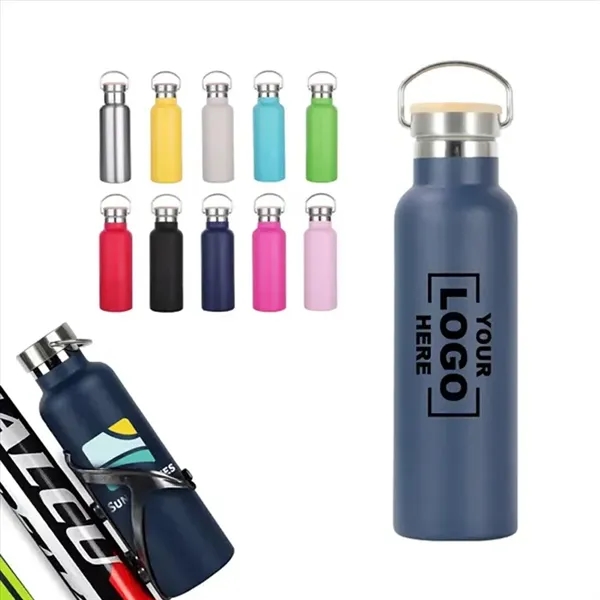 17oz Stainless Steel Water Bottle with Bamboo Lid - 17oz Stainless Steel Water Bottle with Bamboo Lid - Image 0 of 2