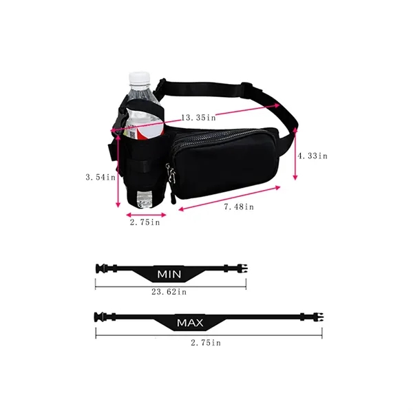 Waterproof Waist Bag With Bottle Holder For Outdoors Sports - Waterproof Waist Bag With Bottle Holder For Outdoors Sports - Image 1 of 4