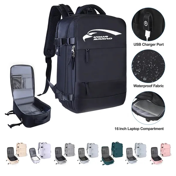 Travel Backpack For Men Women With USB Charging Port - Travel Backpack For Men Women With USB Charging Port - Image 0 of 5