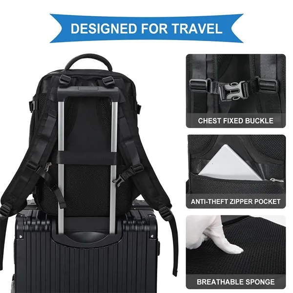 Travel Backpack For Men Women With USB Charging Port - Travel Backpack For Men Women With USB Charging Port - Image 2 of 5