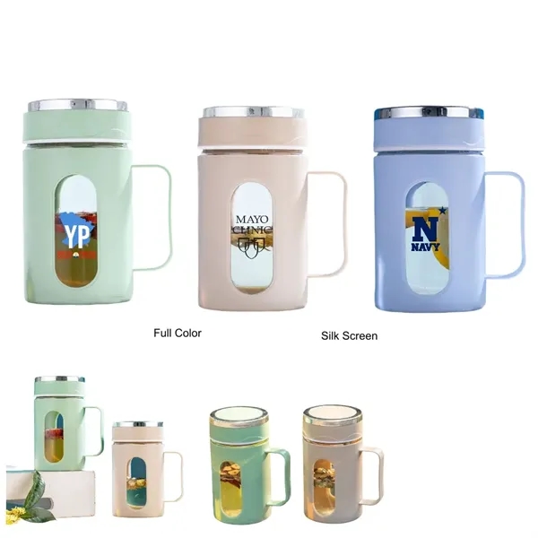 13.5 oz BPA Free Glass Tea Mug with Infuser and Handle - 13.5 oz BPA Free Glass Tea Mug with Infuser and Handle - Image 0 of 5