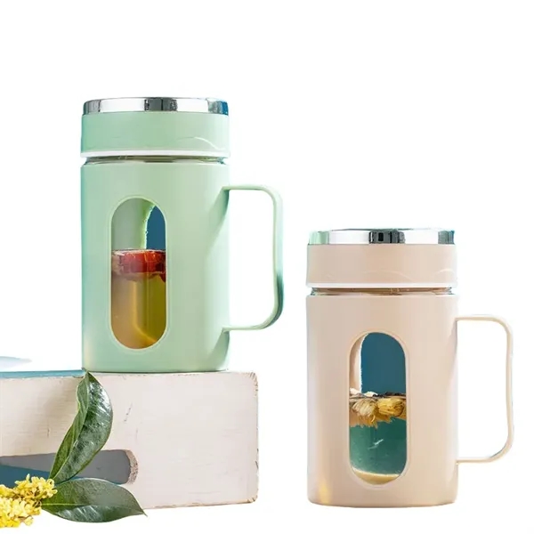 13.5 oz BPA Free Glass Tea Mug with Infuser and Handle - 13.5 oz BPA Free Glass Tea Mug with Infuser and Handle - Image 4 of 5