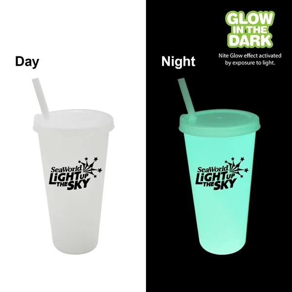 Nite Glow 26 oz. Tumbler with Lid & Straw - Nite Glow 26 oz. Tumbler with Lid & Straw - Image 6 of 8