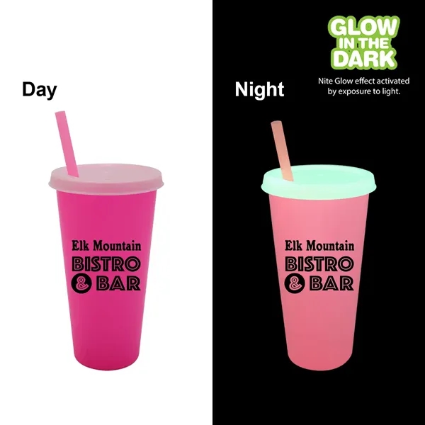 Nite Glow 26 oz. Tumbler with Lid & Straw - Nite Glow 26 oz. Tumbler with Lid & Straw - Image 7 of 8