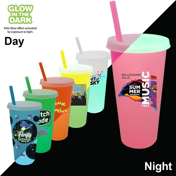 Nite Glow 26 oz. Tumbler with Lid & Straw - Nite Glow 26 oz. Tumbler with Lid & Straw - Image 8 of 8