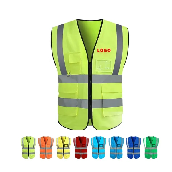 Zipper Multi Pocket Reflective Safety Vest Workwear - Zipper Multi Pocket Reflective Safety Vest Workwear - Image 0 of 1