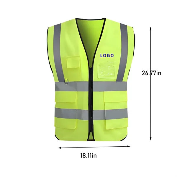 Zipper Multi Pocket Reflective Safety Vest Workwear - Zipper Multi Pocket Reflective Safety Vest Workwear - Image 1 of 1