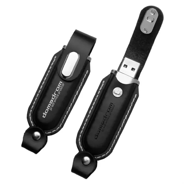 Leather USB Drive with Snap fastener and keyloop - Leather USB Drive with Snap fastener and keyloop - Image 1 of 4