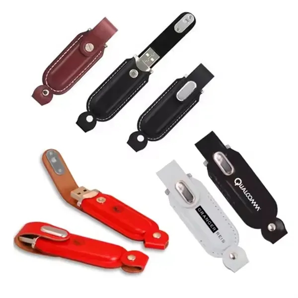 Leather USB Drive with Snap fastener and keyloop - Leather USB Drive with Snap fastener and keyloop - Image 2 of 4