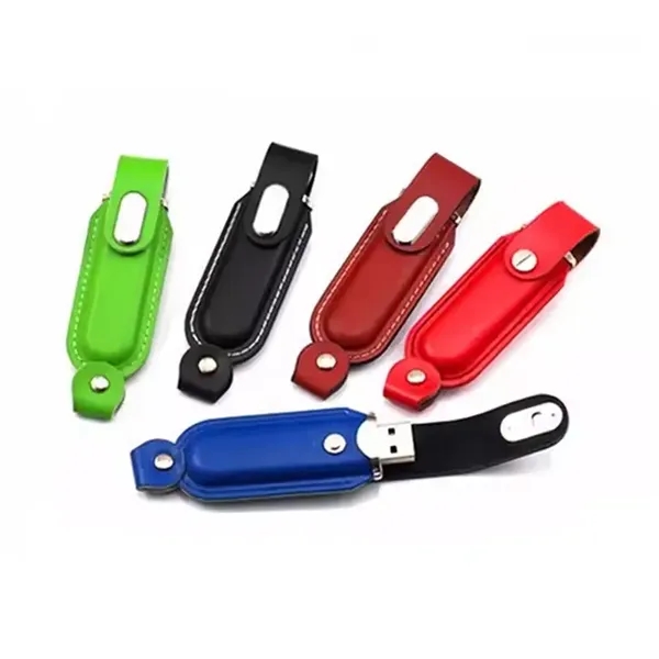 Leather USB Drive with Snap fastener and keyloop - Leather USB Drive with Snap fastener and keyloop - Image 3 of 4