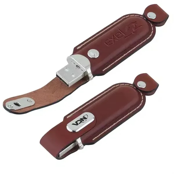 Leather USB Drive with Snap fastener and keyloop - Leather USB Drive with Snap fastener and keyloop - Image 4 of 4